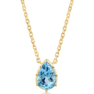 14K Yellow Gold 10x7mm Pear Blue Topaz Neckpiece