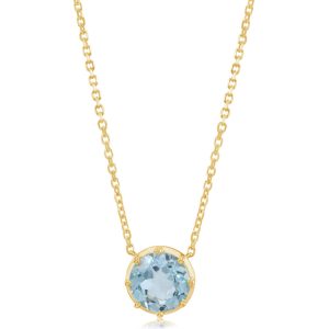 14K Yellow Gold 10mm Round Blue Topaz Neckpiece