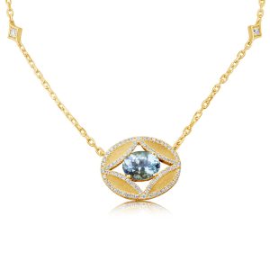 18K Yellow Gold Aquamarine/Diamond Neckpiece