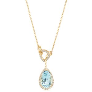 18K Yellow Gold Aquamarine/Diamond Neckpiece