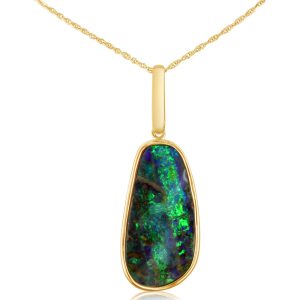 14K Yellow Gold Australian Boulder Opal Pendant