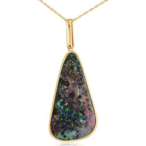 14K Yellow Gold Australian Boulder Opal Pendant