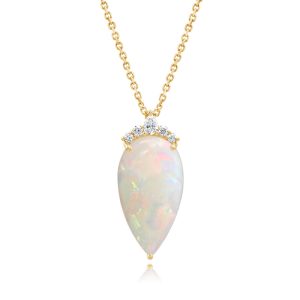 18K Yellow Gold Brazilian Opal/Diamond Pendant