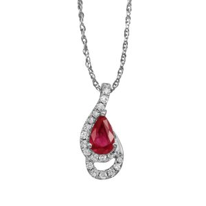 14K White Gold Ruby/Diamond Pendant
