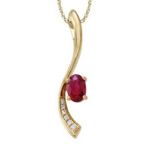 14K Yellow Gold Ruby/Diamond Pendant