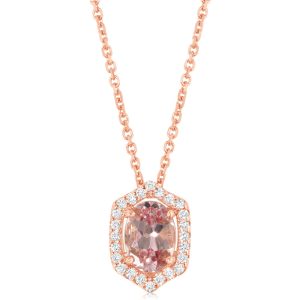 14K Rose Gold Lotus Garnet/Diamond Pendant
