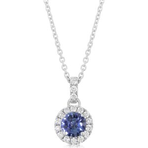 14K White Gold Sapphire/Diamond Pendant