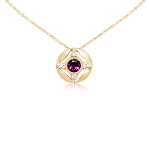 14K Yellow Gold Rhodolite Garnet/Diamond Pendant