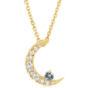 14K Yellow Gold Montana Sapphire/Diamond Moon Pendant