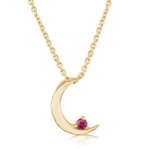 14K Yellow Gold Ruby Moon Pendant