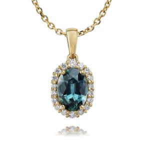14K Yellow Gold Montana Sapphire/Diamond Pendant