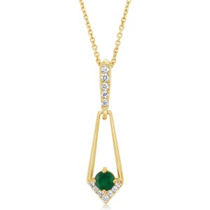 14K Yellow Gold Brazilian Emerald/Diamond Pendant