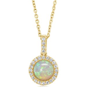 14K Yellow Gold Australian Opal/Diamond Pendant