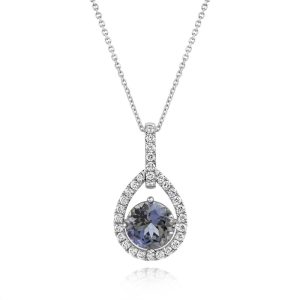 Platinum Peacock Tanzanite/Diamond Pendant