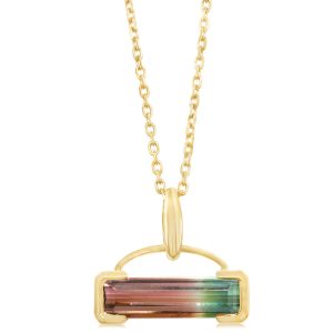 14K Yellow Gold Bi-Color Tourmaline Pendant