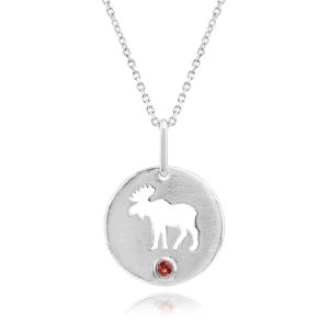 Sterling Silver Idaho Garnet Moose Pendant