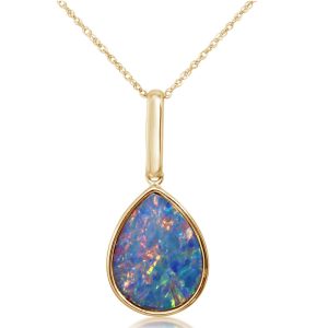 14K Yellow Gold Australian Opal Doublet Pendant