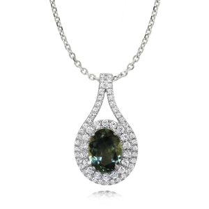 14K White Gold Montana Sapphire Pendant (Includes Chain)