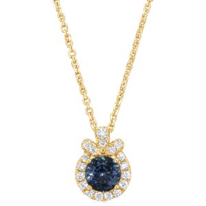 14K Yellow Gold Montana Sapphire/Diamond Pendant