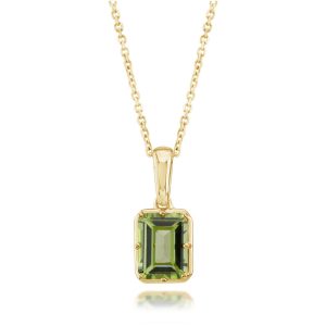 14K Yellow Gold 8x6mm Octagon Peridot Pendant