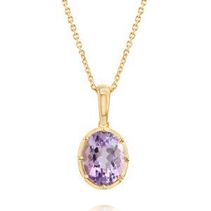 14K Yellow Gold 8x10mm Oval Amethyst Pendant