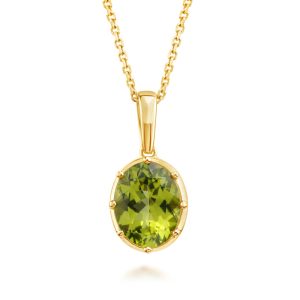 14K Yellow Gold 8x10mm Oval Peridot Pendant