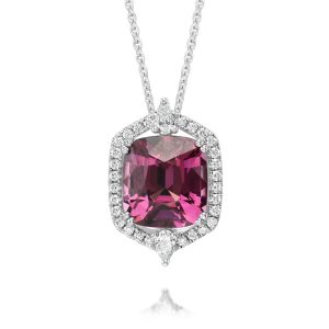 Platinum Pink Garnet/Diamond Pendant