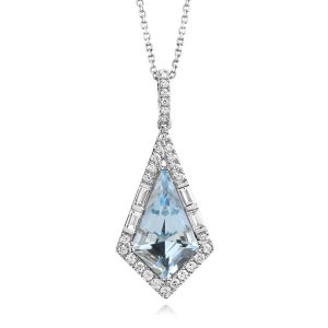 Platinum Aquamarine/Diamond Pendant