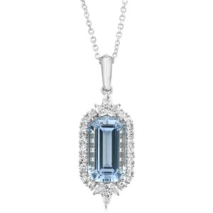 Platinum Aquamarine/Diamond Pendant