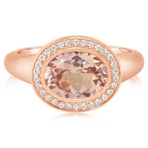 14K Rose Gold Lotus Garnet/Diamond Ring