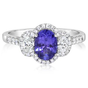 14K White Gold Tanzanite/Diamond Ring