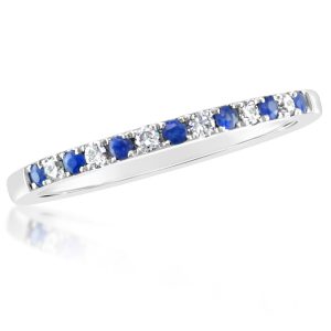 14K White Gold Yogo Sapphire/Diamond Band