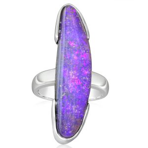 Silver Australian Boulder Opal Ring