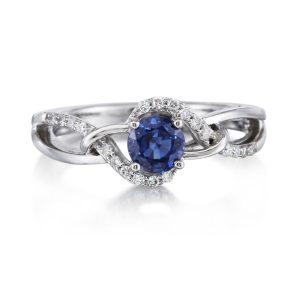 14K White Gold Blue Sapphire/Diamond Ring