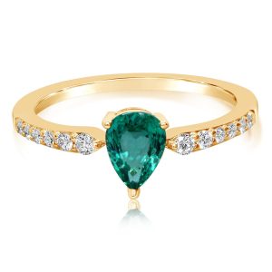 14K Yellow Gold Emerald/Diamond Ring