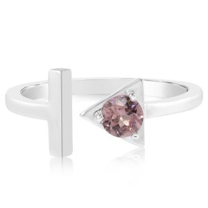 14K White Gold Lotus Garnet Ring