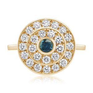 14K Yellow Gold Montana Sapphire/Diamond Ring