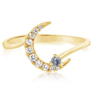14K Yellow Gold Montana Sapphire/Diamond Moon Ring