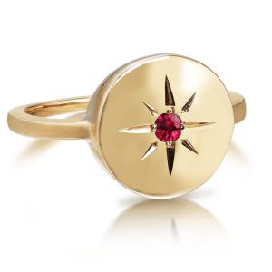 14K Yellow Gold Star Ruby Ring