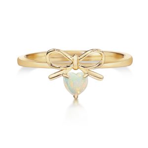 14K Yellow Gold Australian Opal Bow Ring