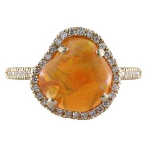 14K Yellow Gold Mexican Fire Opal Ring
