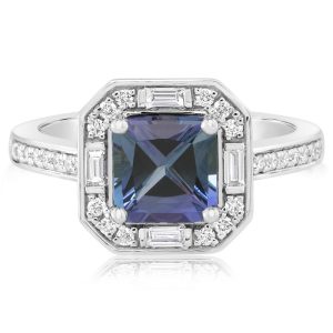 Platinum Peacock Tanzanite/Diamond Ring