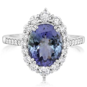 Platinum Peacock Tanzanite/Diamond Ring