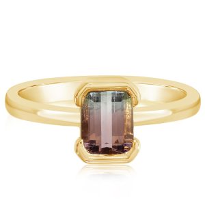 14K Yellow Gold Bi-Color Tourmaline Ring