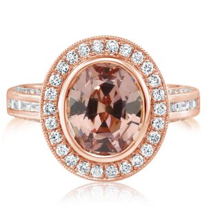 14K Rose Gold Lotus Garnet/Diamond Ring