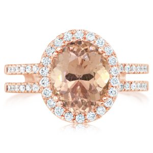 14K Rose Gold Lotus Garnet/Diamond Ring