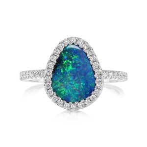 Platinum Australian Boulder Opal/Diamond Ring