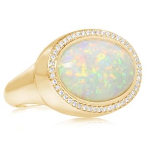18K Yellow Gold Australian Opal/Diamond Ring