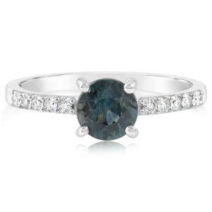 14K White Gold Montana Sapphire/Diamond Ring