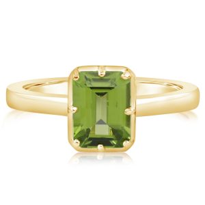14K Yellow Gold 8x6mm Octagon Peridot Ring